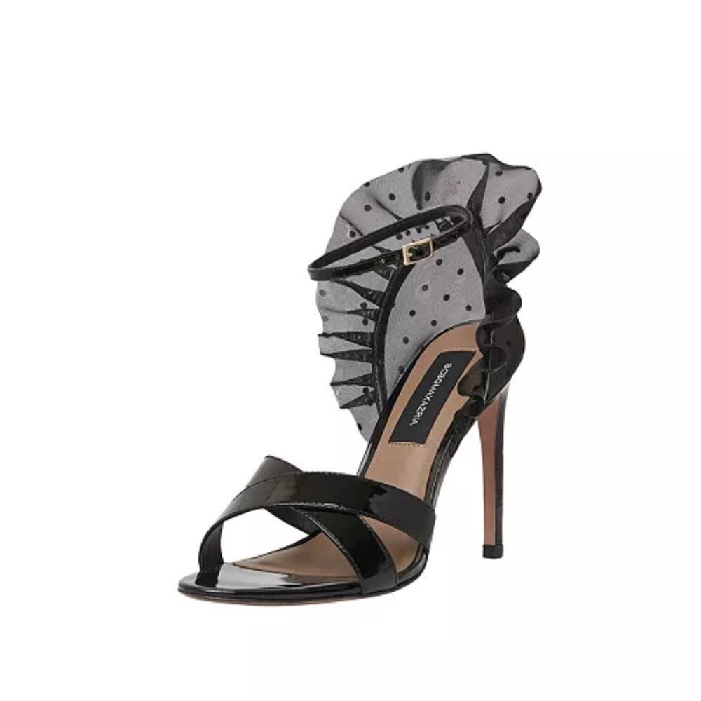 BCBGMAXAZRIA Black Patent Strappy Stiletto Heels Women’s 8.5